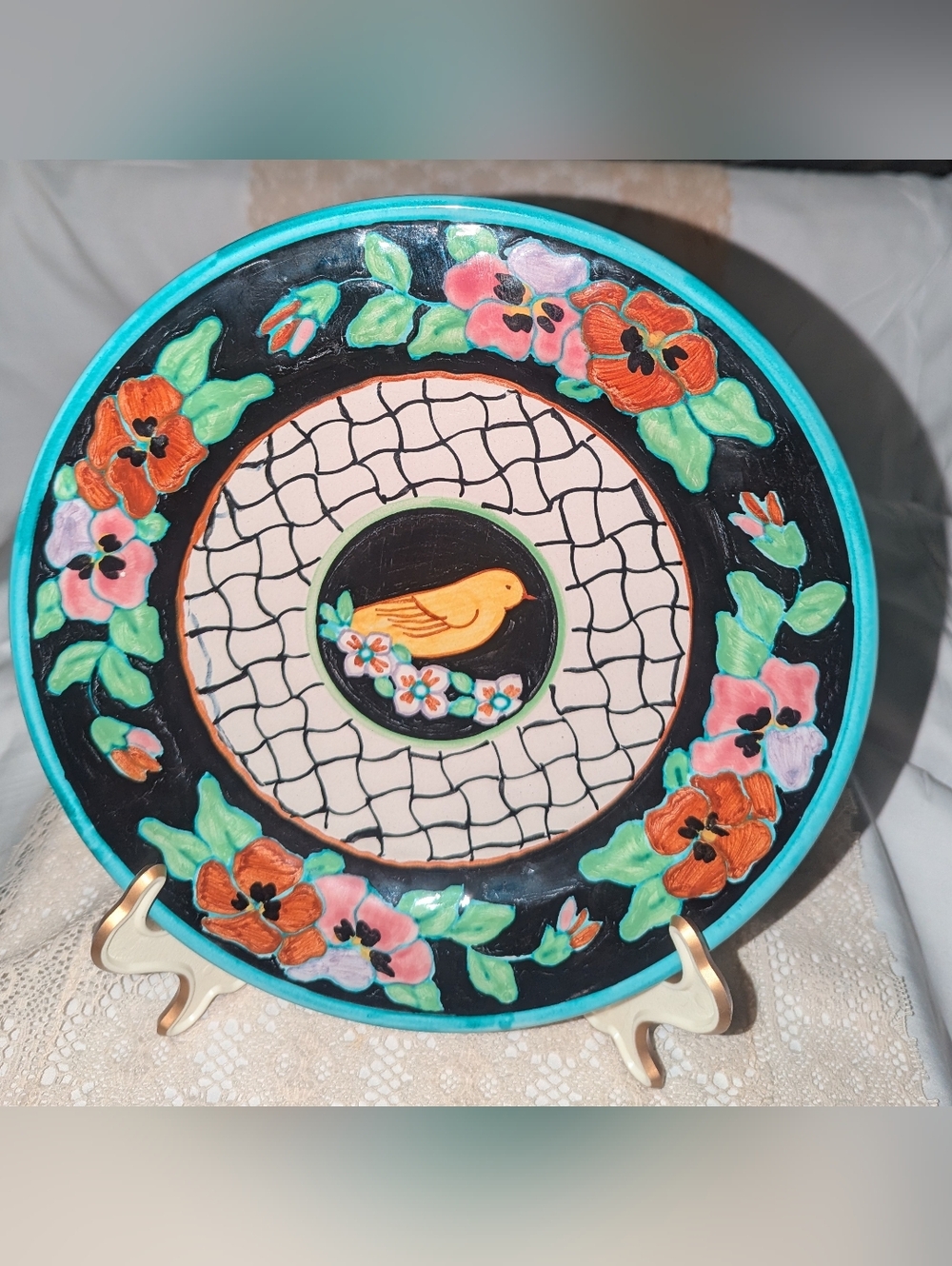 Vintage Grazia Deruta Dan Bleier Mid Century Modern Italian Majolica Plate